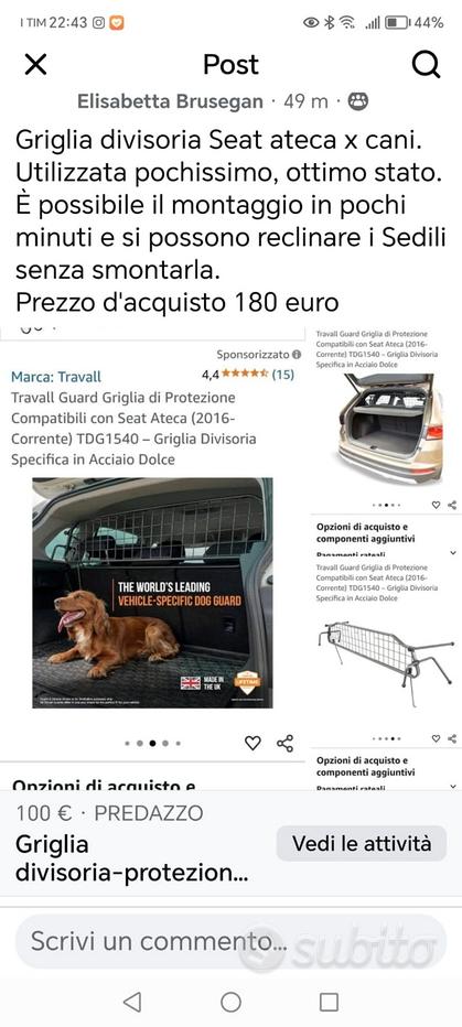 Relaxdays Divisorio Auto Per Cani, Griglia Protettiva, Da Agganciare