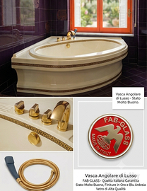 Vasca Angolare di Lusso FAB-GLASS – Finiture Oro –
