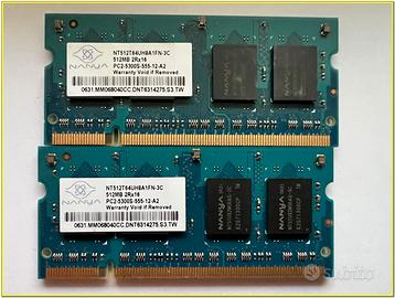 Memoria Ram SODIMM DDR2 2 x 512Mb Nanya