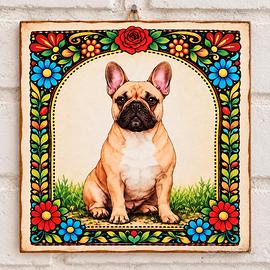 quadretto decoupage  Bulldog francese 