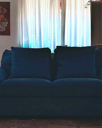 divano 2 posti  alcantara blu e  divano 3 posti 