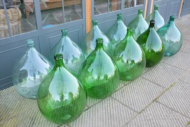 Damigiane vetro verde Empoli vino olio anni 70