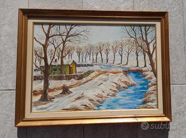 quadro originale paesaggio invernale 