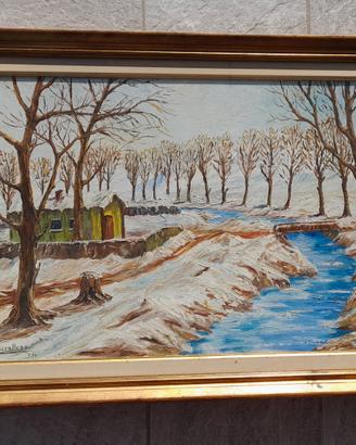 quadro originale paesaggio invernale 