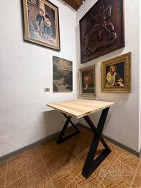 Tavolo ferro legno 80 x 80