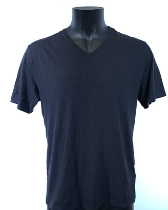 Hugo BOSS t-shirt nera scollo a V nera (XL)