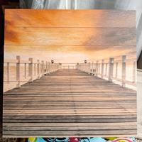 Quadro in legno Pontile al Tramonto 48x50cm