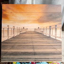 Quadro in legno Pontile al Tramonto 48x50cm