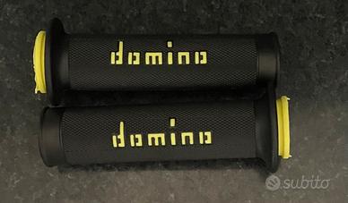 Coppia Manopole Domino Moto Nero-Giallo