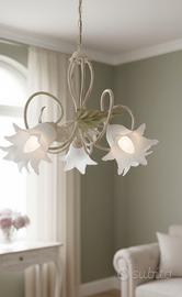 Lampadario 5 luci e coppia di abat-jour 