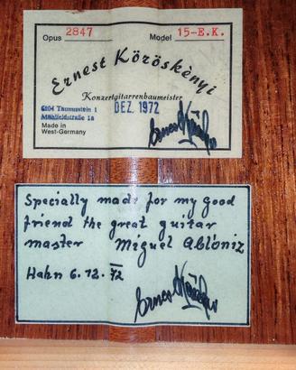 Chitarra classica vintage Ernest Köröskenyi
