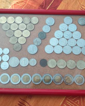 Monete Lotto Quadro Argento Lire Metallo Acciaio