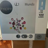 Lampadario sospensione con sfere di vetro colorate