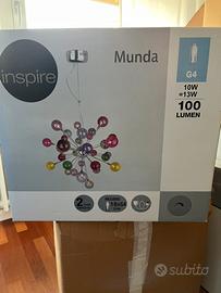 Lampadario sospensione con sfere di vetro colorate