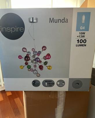 Lampadario sospensione con sfere di vetro colorate