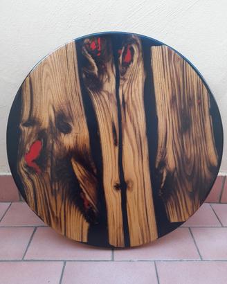 TAVOLO LEGNO E RESINA