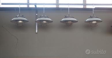 Lampadario industriale lampada smaltata antica