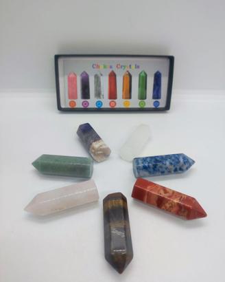 Set Cristalli Chakra 7 Punte in Pietra Naturale
