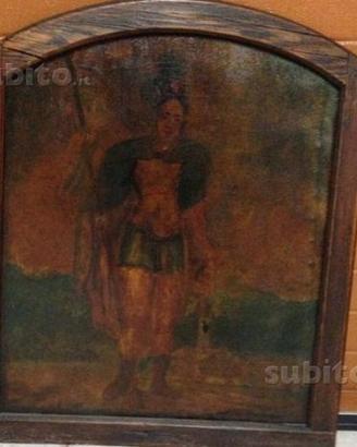 Dipinto olio rame lamiera quadro san Floriano