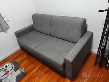 Divano-letto in tessuto grigio