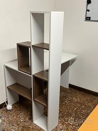 Scrivania / Libreria moderna - bianco e legno