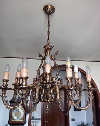 Lampadario sospensione Bronzo Massiccio 