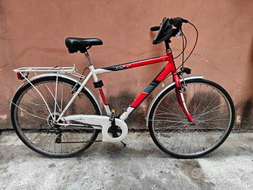 bici da città city bike bianca e rossa