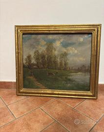 Paesaggio olio su tela firmato