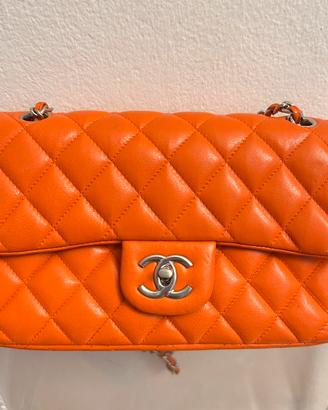 Borsa Chanel 2.55 double flap arancione agnello