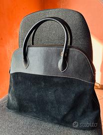 Borsa in pelle e scamosciato