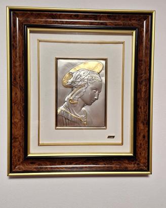 quadro sacro in argento con madonna.
