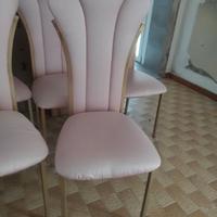 6 Sedie rosa finiture oro