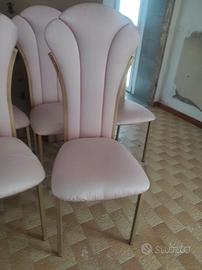 6 Sedie rosa finiture oro