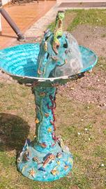 Fontana in ceramica di Vietri tema marino