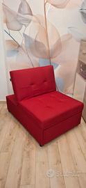 Poltrona divano letto singolo stoffa rosso "nuovo"