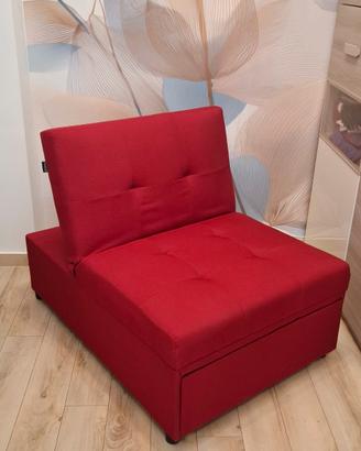 Poltrona divano letto singolo stoffa rosso "nuovo"