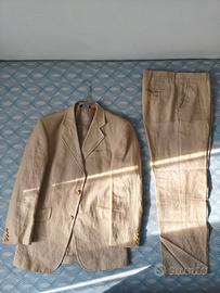 Abito completo uomo 100% Puro Lino beige Tg.46