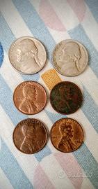 USA, 1 Cent 1920, 1948, 1956, 1960 / 5 Cents, 1941