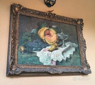 quadro olio su tela "natura morta con zucca"