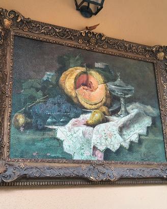 quadro olio su tela "natura morta con zucca"