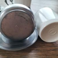 Set 6 Tazzine vintage ceramica e peltro