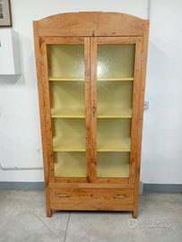 libreria vetrinetta vintage in legno massello 