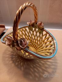 Cestino intrecciato in ceramica