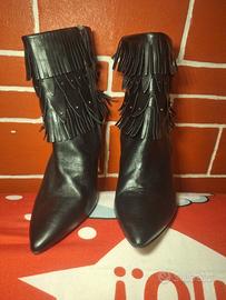 stivaletti con frange in pelle e cuoio