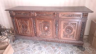 Set antico tavolo e mobili salone in legno