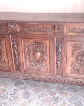 Set antico tavolo e mobili salone in legno