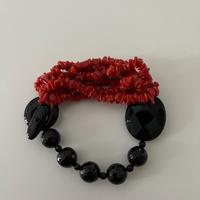Bracciale in Corallo Rosso Sardo ed Agata Nera