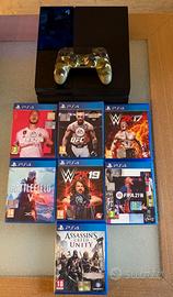 PlayStation 4 + joystick (green camo) + 7 giochi
