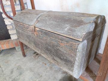 Baule antico forziere in legno, forziere 1880