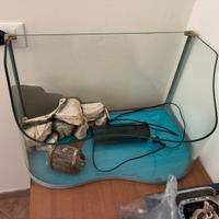 Acuqario per tartarughe con filtro e oggetti